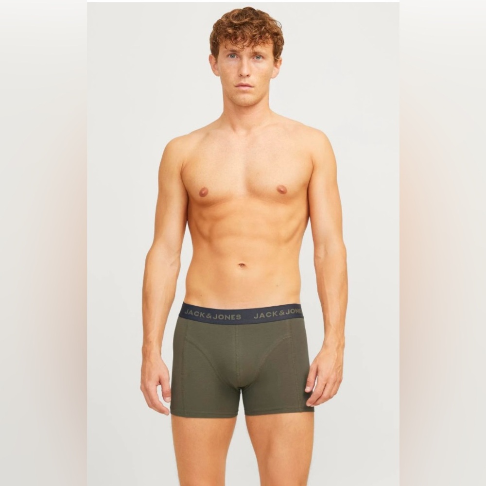 Men’s XL Jack & Jones Boxer Briefs 3 pack Oil Green/Peyote Trunks Print NIB 🌴